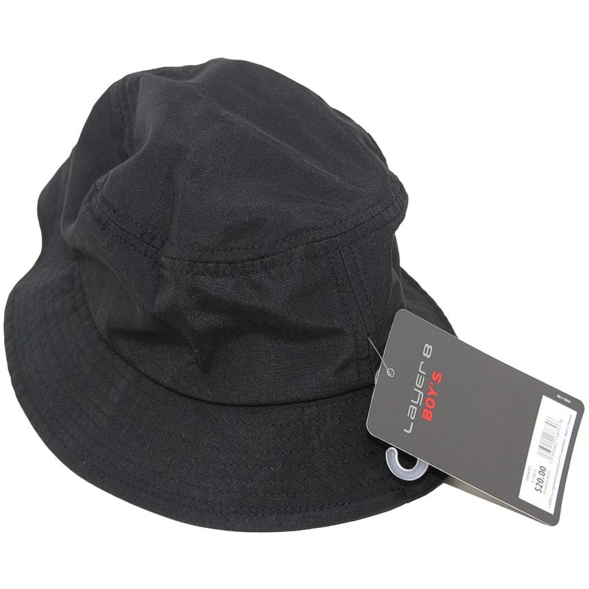 Boys Infant Black Classic Bucket Hat w Chin Strap C P 36 UPC 193242138706